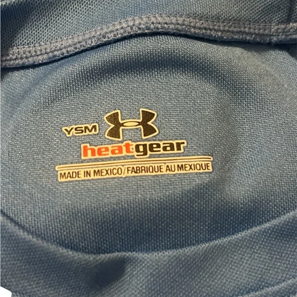 Boy’s Under Armour Sz YSM Shirt Heatgear Blue Sleeveless Small Tank Top - Picture 4 of 4